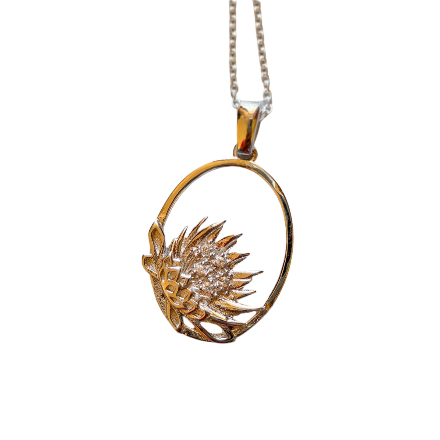 Protea pendant with chain