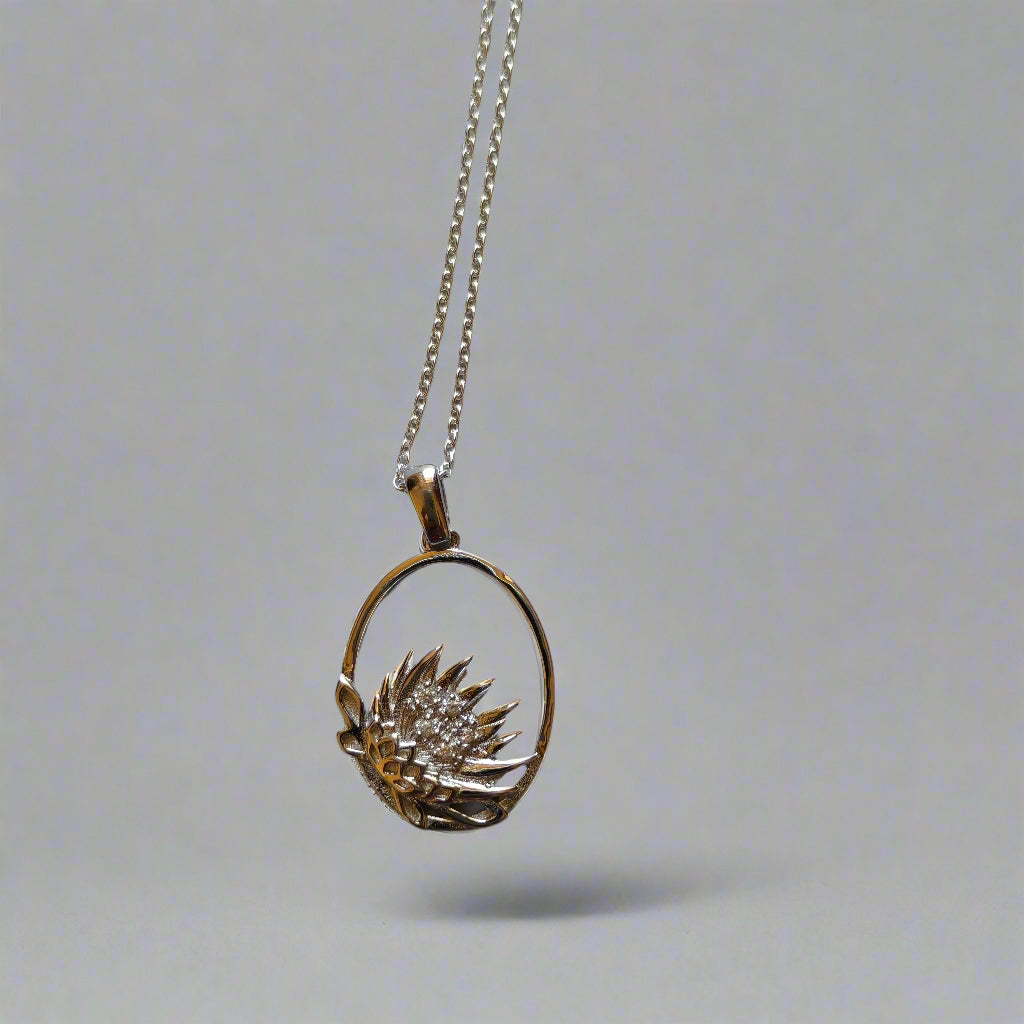 Protea pendant with chain