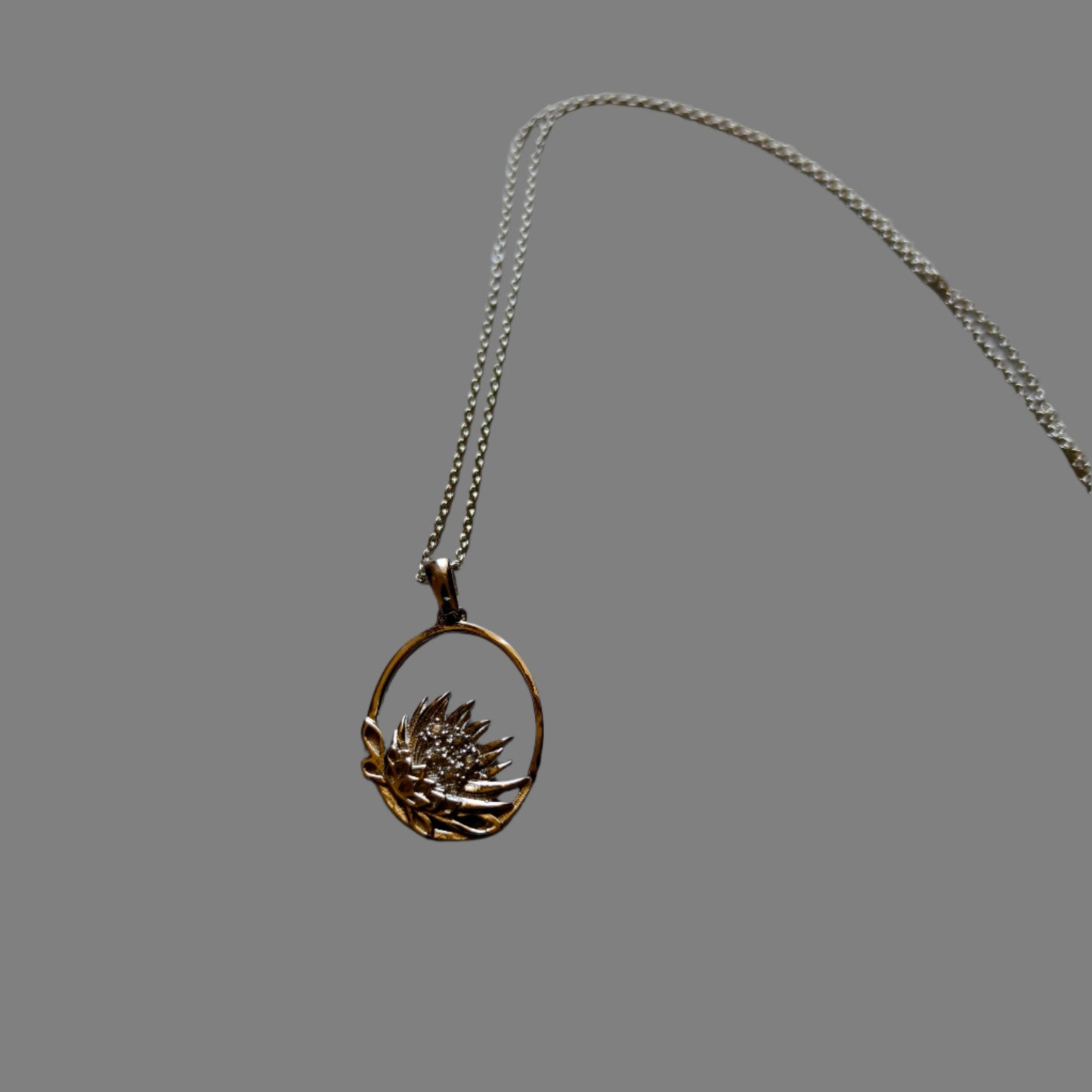 Protea pendant with chain