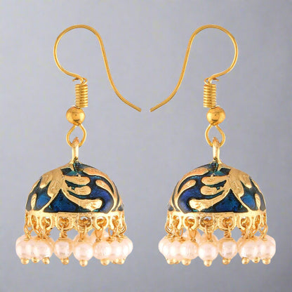 Navy & Gold Jhumka (hand-painted)