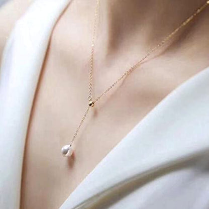 Adjustable Necklace with Pearl Drop