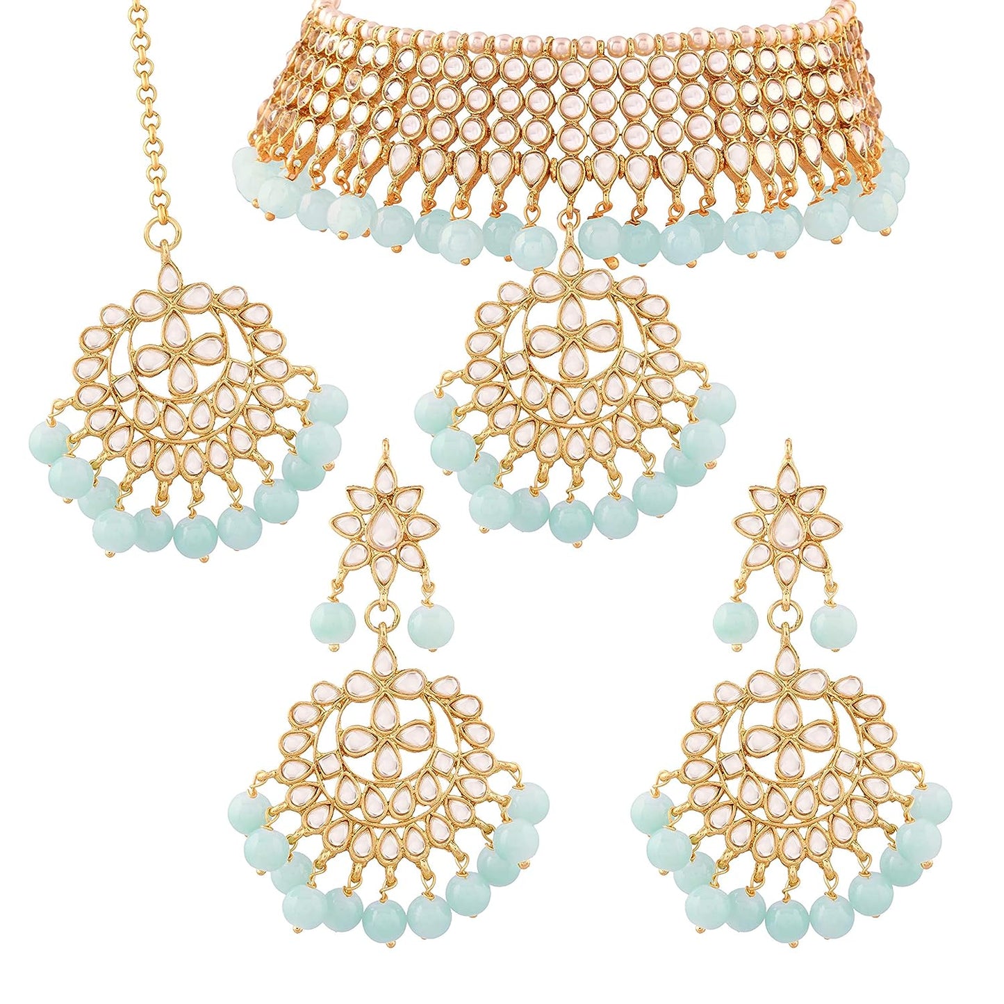 Gold & Turquoise Indian Jewellery set