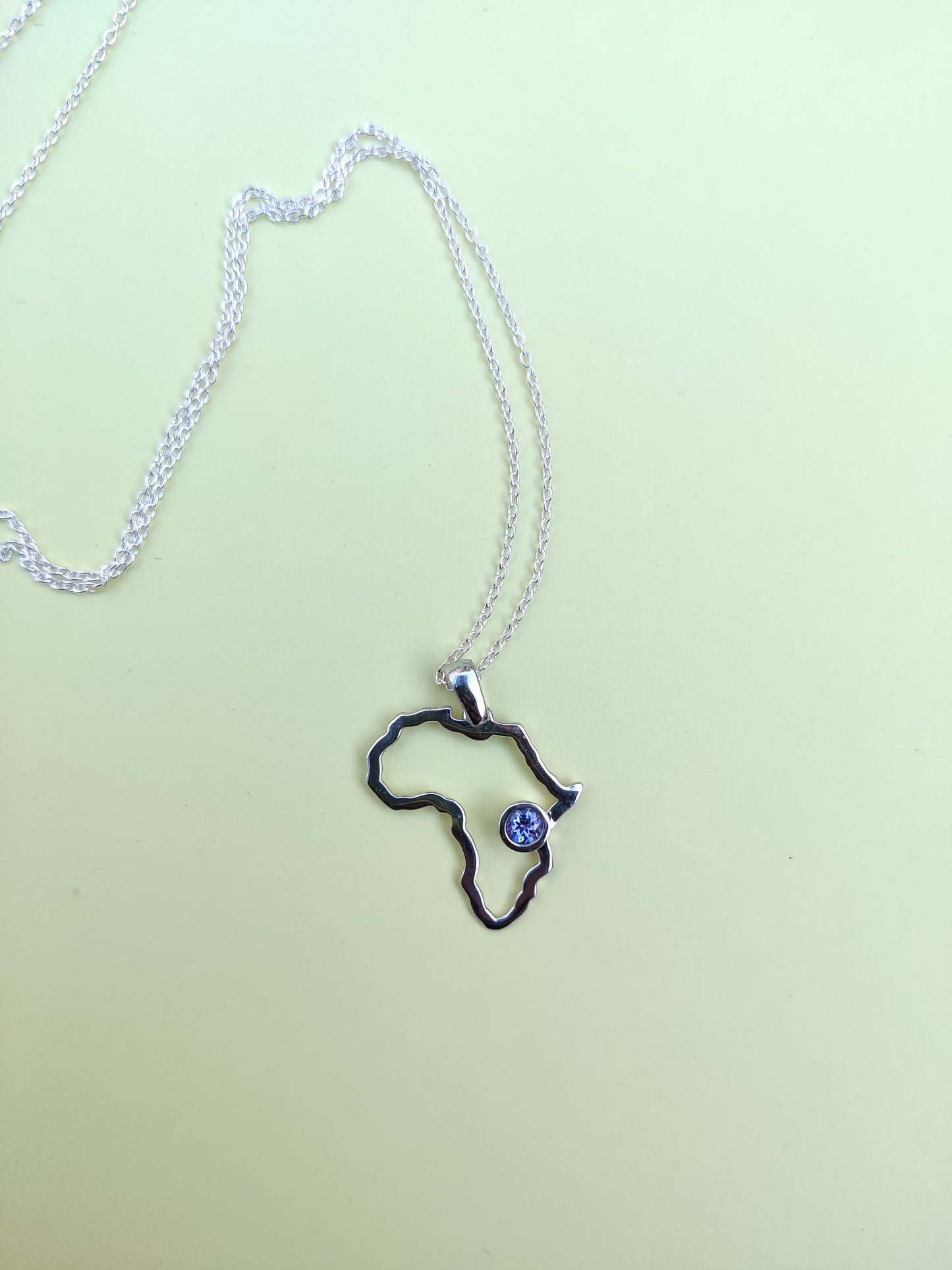 Tanzanite Africa Outline with chain