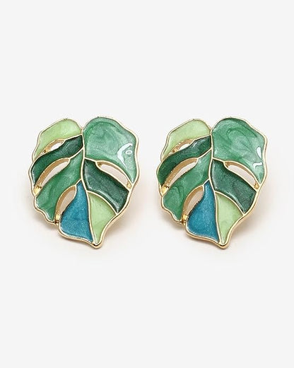 Monstera Enamel Earrings