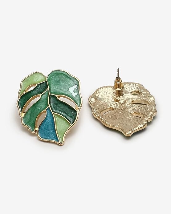 Monstera Enamel Earrings