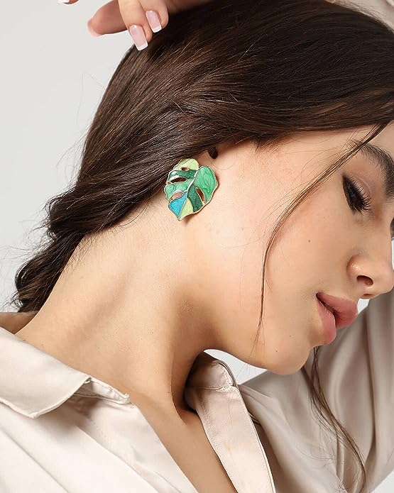 Monstera Enamel Earrings