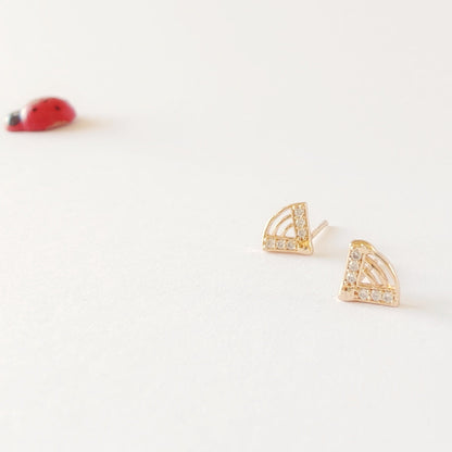 v shaped rose gold earrings with cubic zirconia